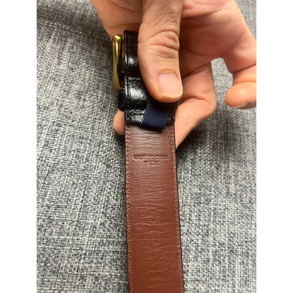 Roundtree & Yorke Mens Black Full Grain Cowhide Leather Belt Brass Buckle 40/100